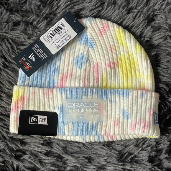 New Era Oracle Red Bull Racing Multicolor Beanie - White, Blue, Pink, & Yellow - Picture 1 of 6